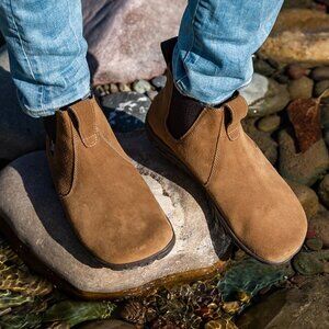 LEMS Unisex Barefoot Chelsea Boot in Cedar Suede Leather Shoes 10.5M 12W